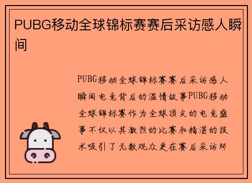PUBG移动全球锦标赛赛后采访感人瞬间