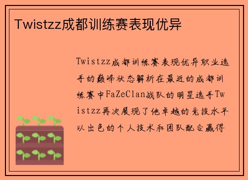 Twistzz成都训练赛表现优异